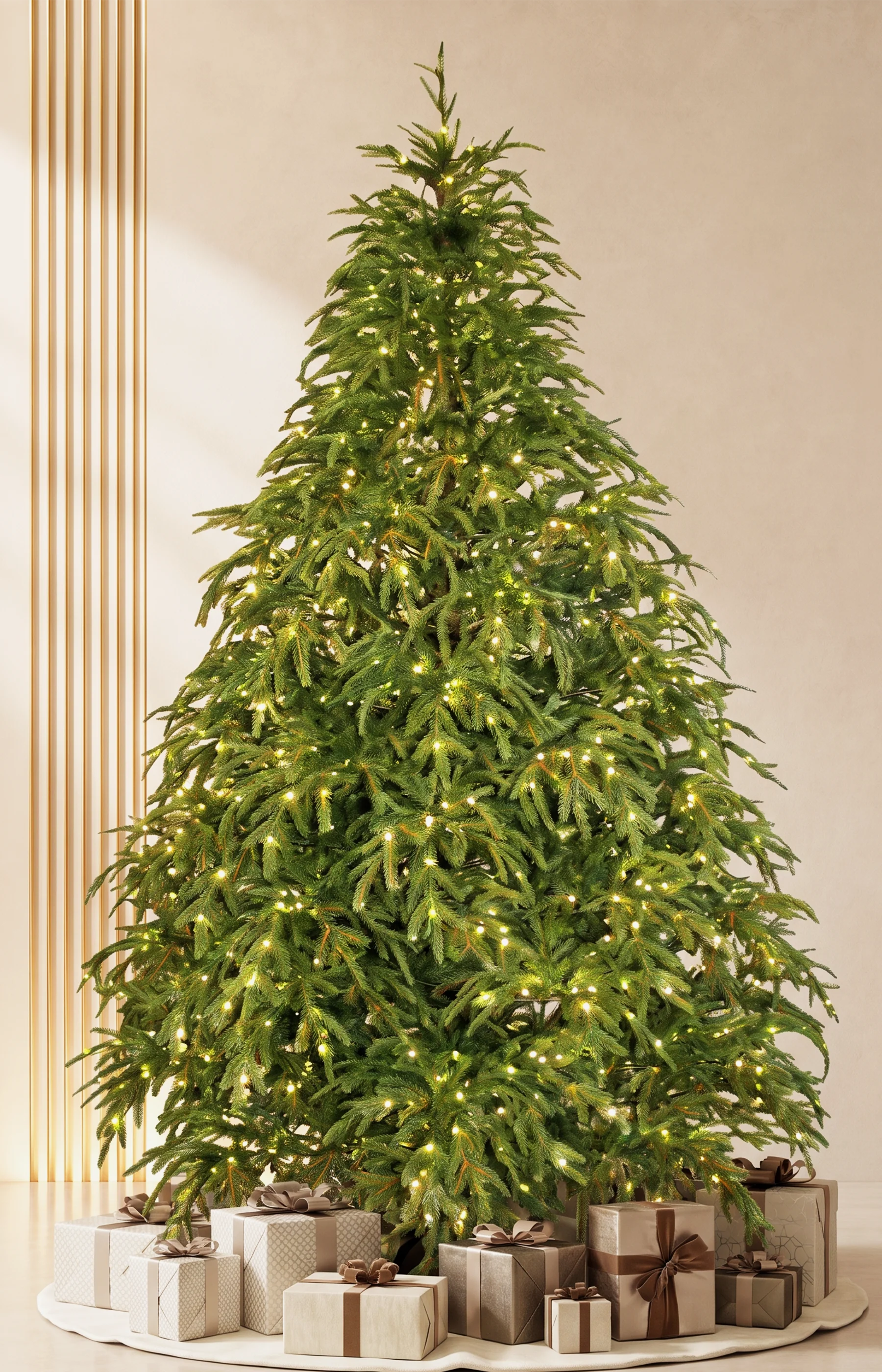 7ft Black Hills Spruce Ultra Realistic 100% PE Pre-Lit Luxury Christmas Tree Full Warm-White Lights