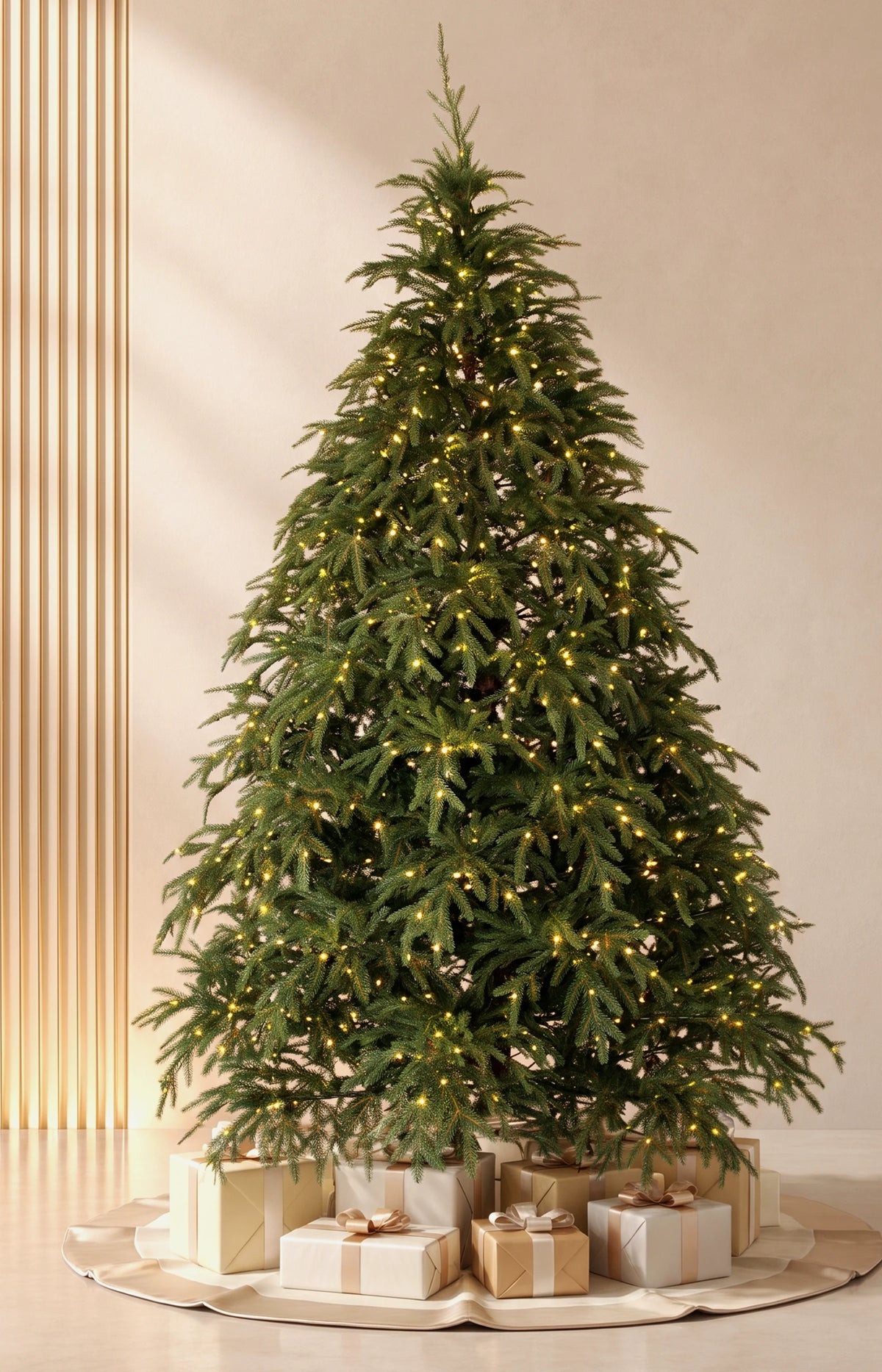 7ft Black Hills Spruce Ultra Realistic 100% PE Pre-Lit Luxury Christmas Tree Full Warm-White Lights
