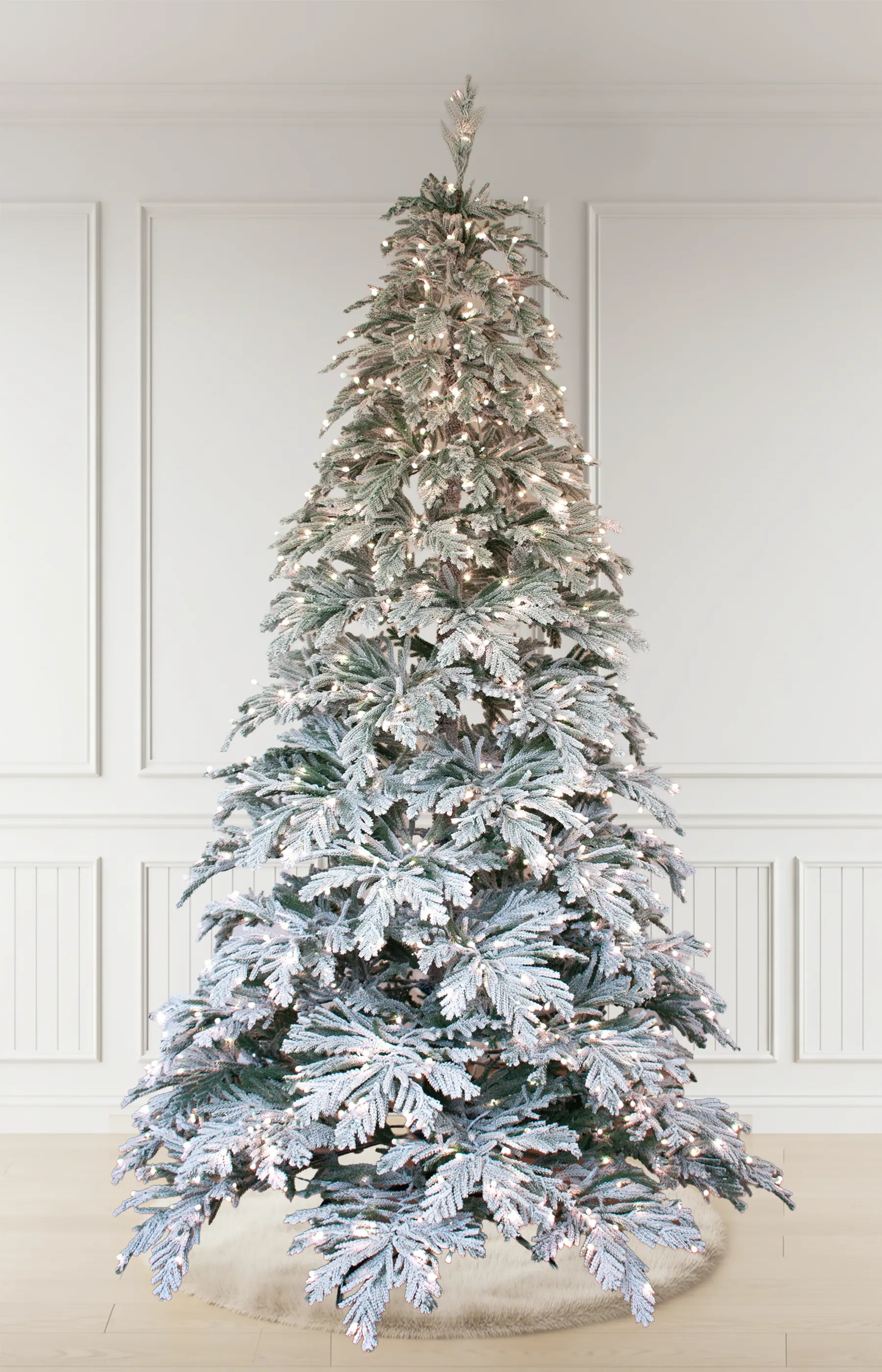 7ft Frosted Blue Spruce Ultra Realistic 100% PE Pre-Lit Luxury Frosted Christmas Tree Full Warm-White Lights
