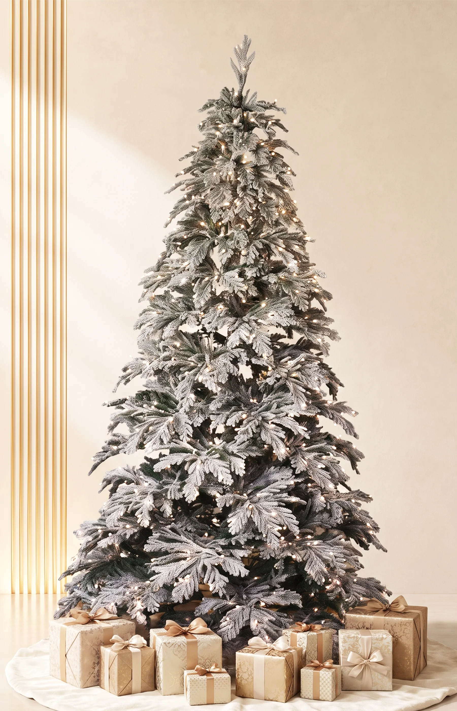 7ft Frosted Blue Spruce Ultra Realistic 100% PE Pre-Lit Luxury Frosted Christmas Tree Full Warm-White Lights