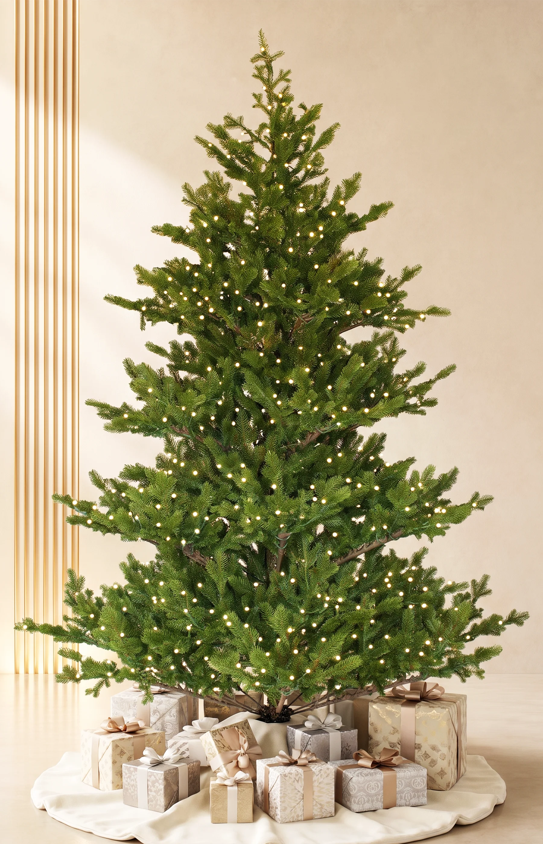 7ft Nordic Heritage Fir Ultra Realistic 100% PE Pre-Lit Luxury Christmas Tree Full Warm-White Lights