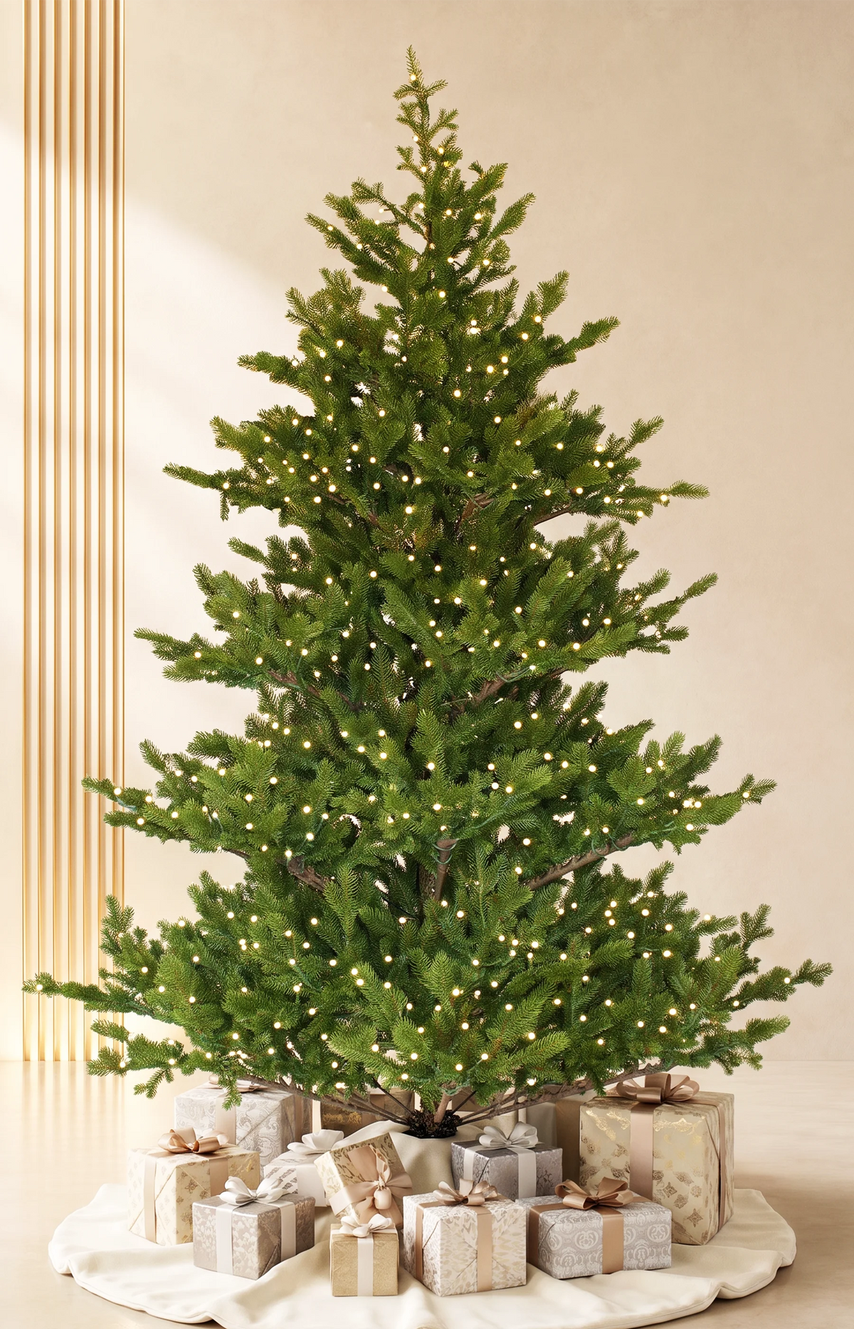 100% PE Pre-Lit Premium Christmas Tree 7ft - Full | Nordic Heritage Fir | Ultra Realistic | Warm-White Lights