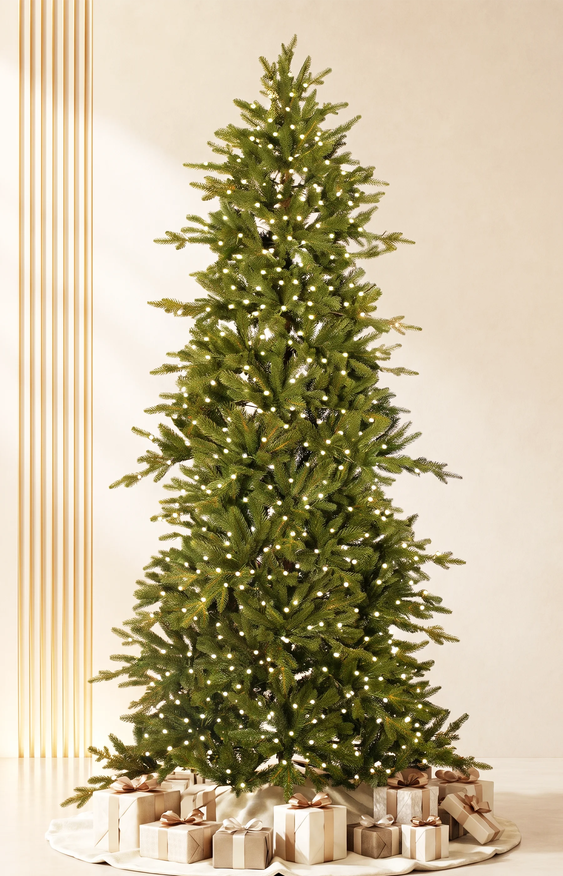 7ft Subalpine Fir Ultra Realistic 100% PE Pre-Lit Luxury Christmas Tree Full Warm-White Lights