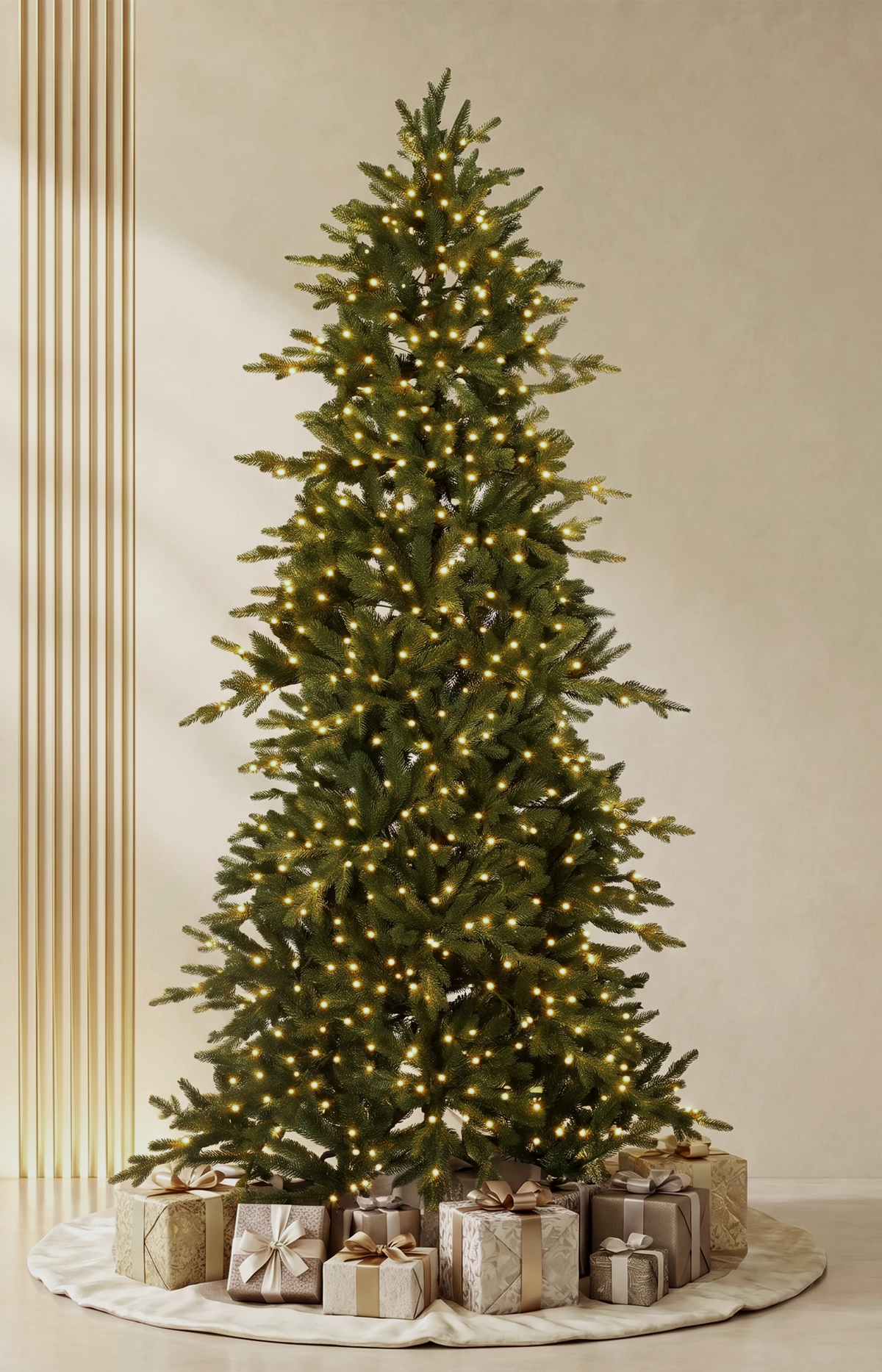 7ft Subalpine Fir Ultra Realistic 100% PE Pre-Lit Luxury Christmas Tree Full Warm-White Lights