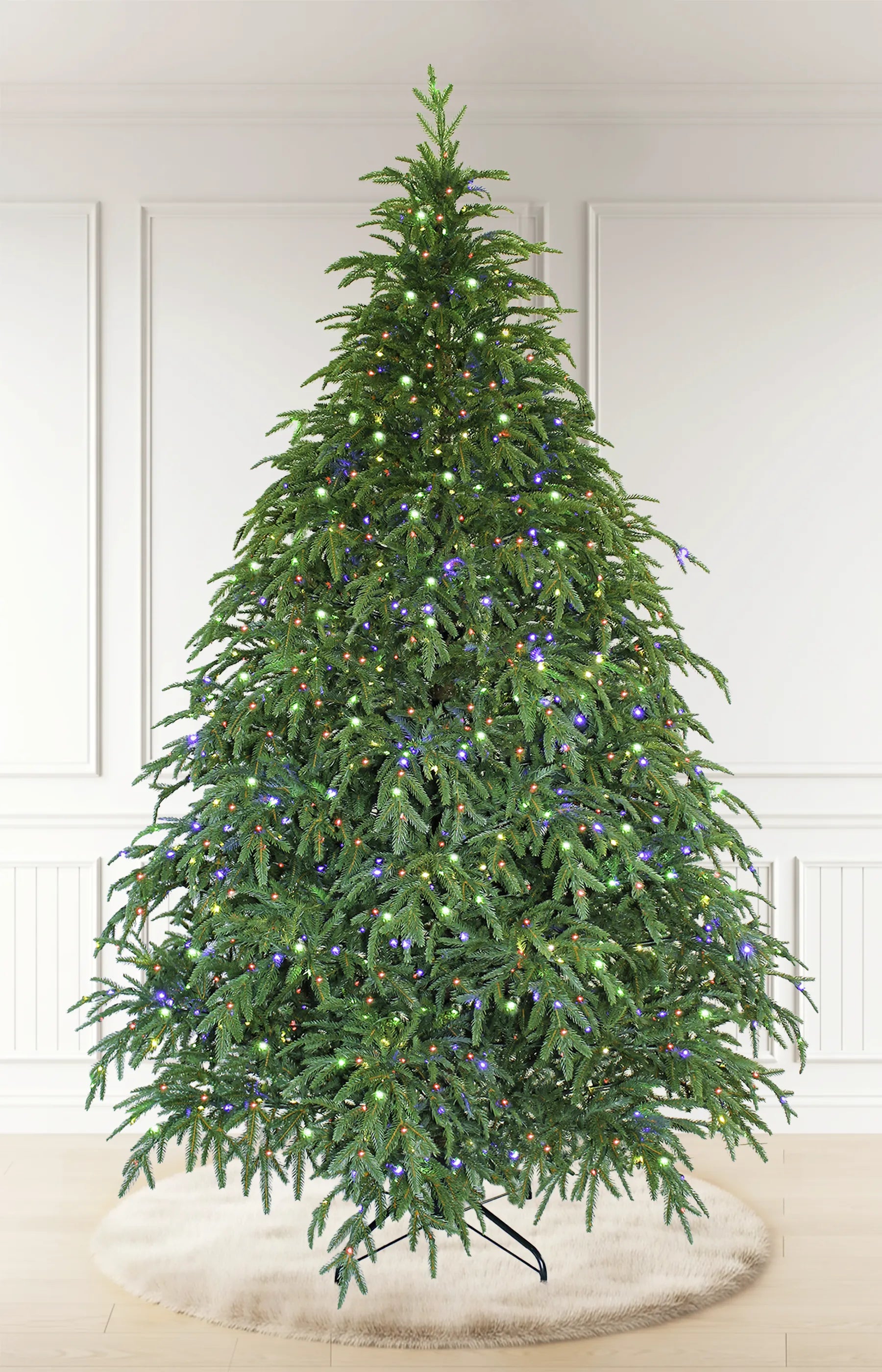 7ft Black Hills Spruce Ultra Realistic 100% PE Pre-Lit Luxury Christmas Tree Full Multi-Colour Lights