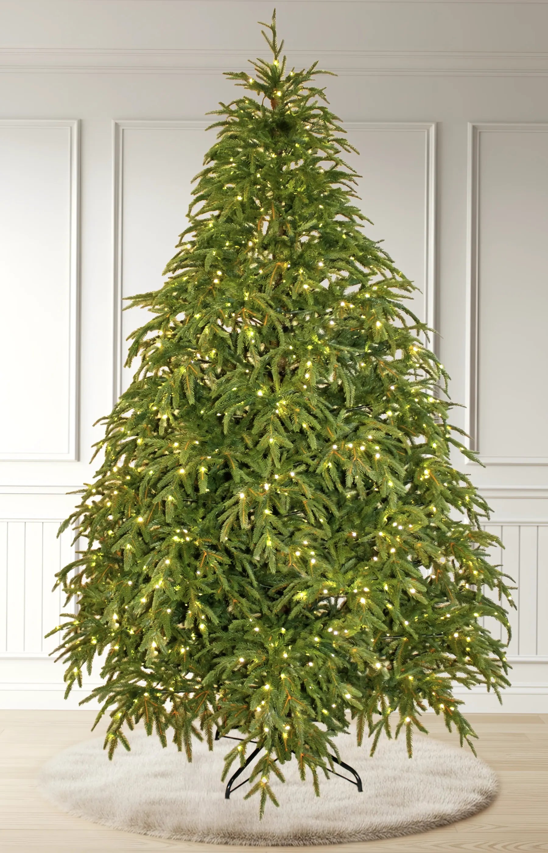 7ft Black Hills Spruce Ultra Realistic 100% PE Pre-Lit Luxury Christmas Tree Full Warm-White Lights