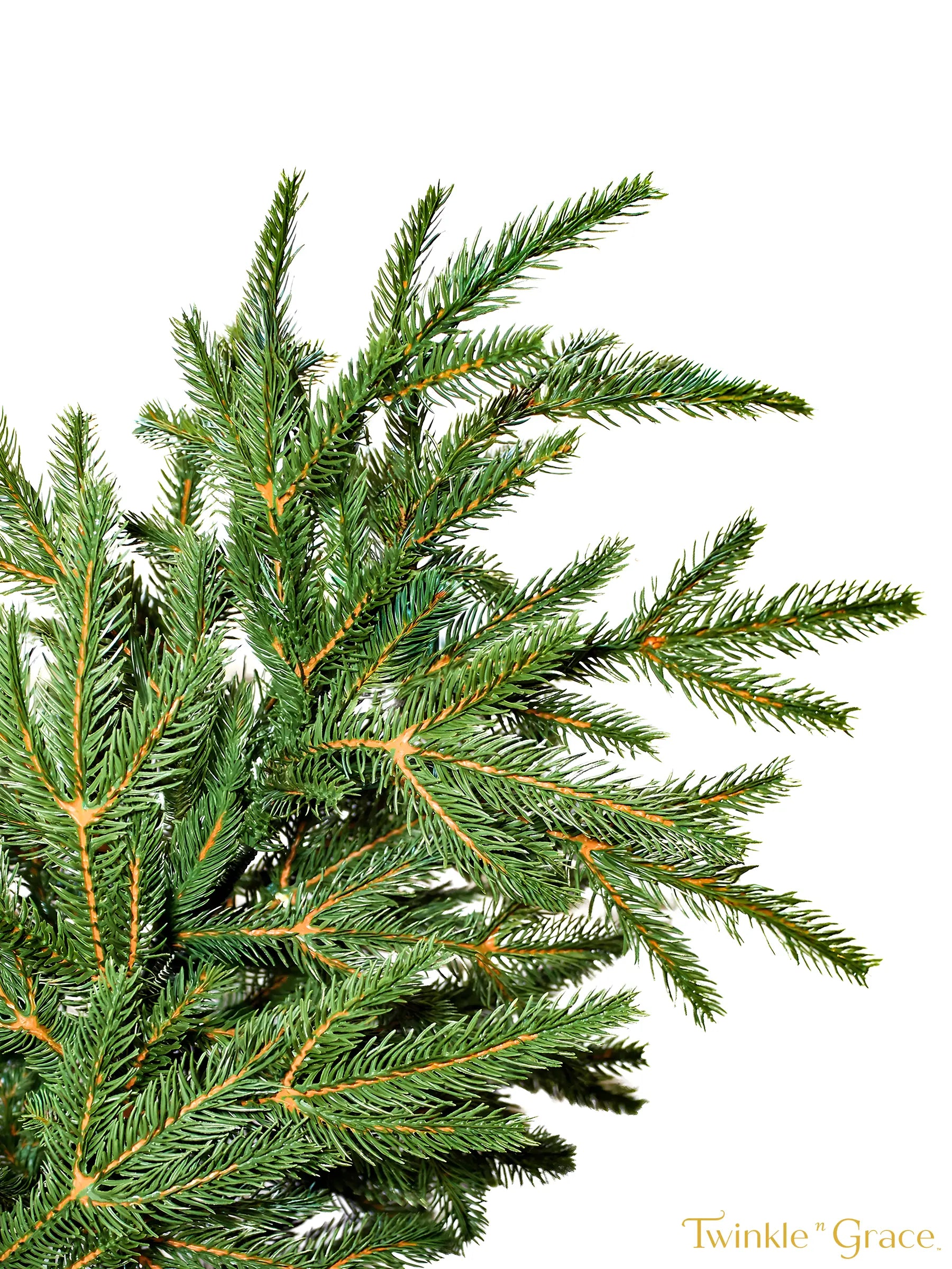 7ft Black Hills Spruce Ultra Realistic 100% PE Pre-Lit Luxury Christmas Tip Close-up