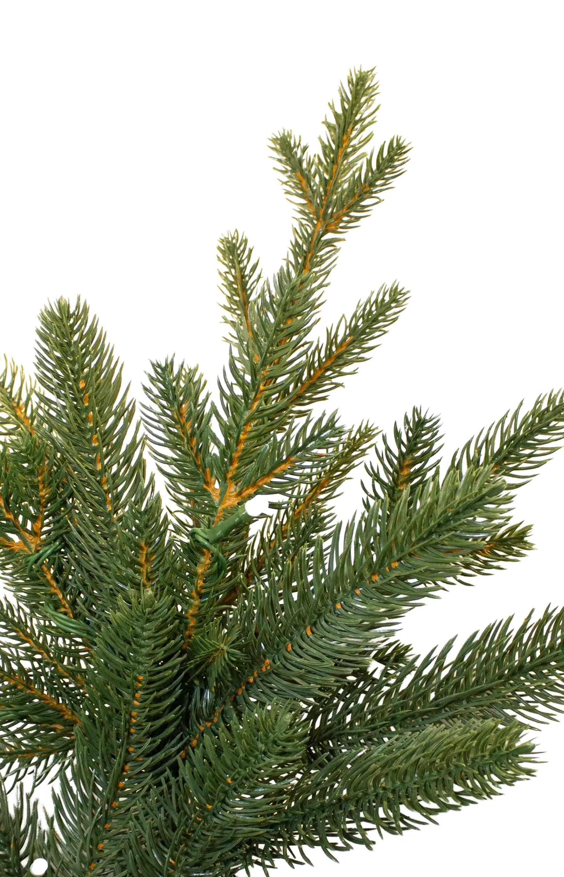 7ft European Silver Fir Ultra Realistic 100% PE Pre-Lit Luxury Christmas Tip Close-up